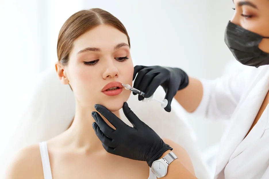 a woman received lip filler injections