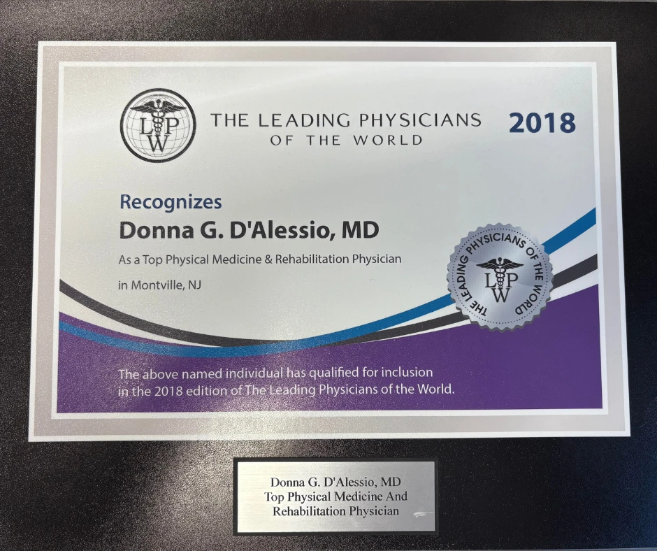 The Leading Physicians of the World, 2018 — recognizing Donna G. D’Alessio, MD as a Top Physical Medicine & Rehabilitation Physician in Montville, NJ